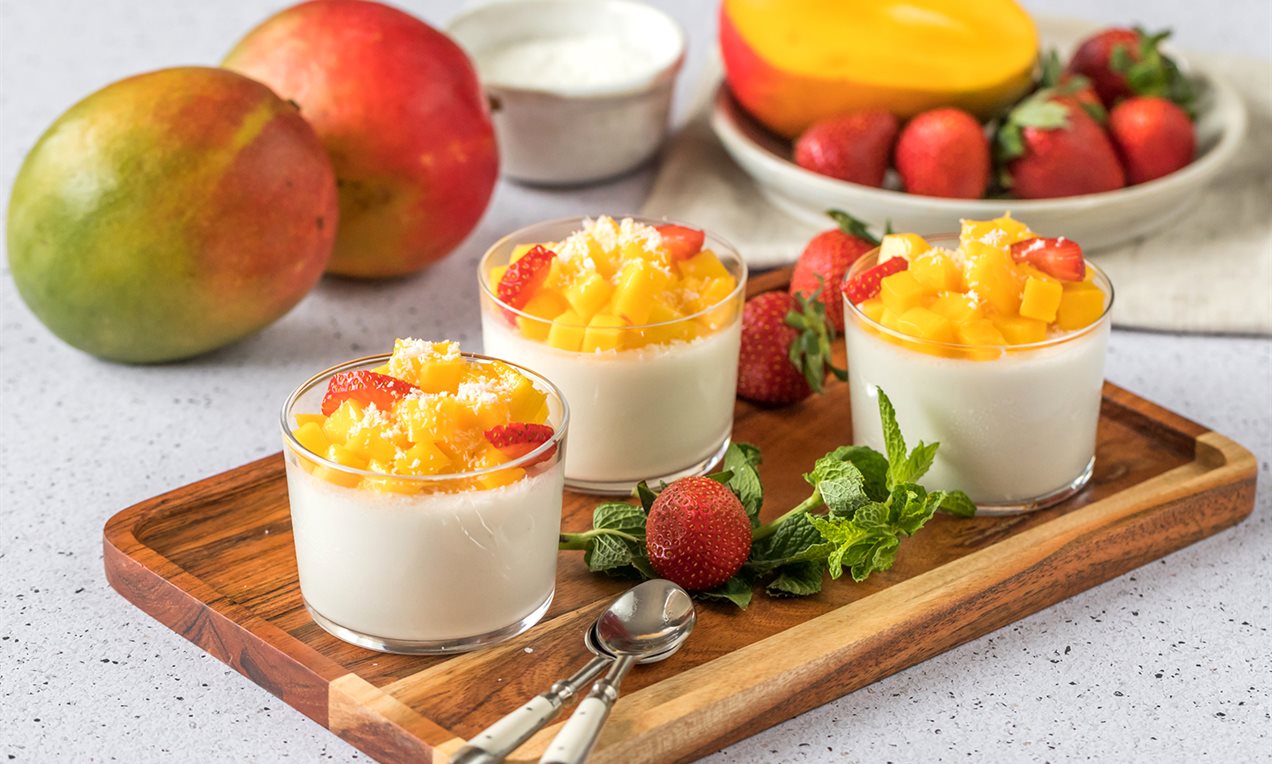 Dite Coco sobremesa Fit de pudim diet coco com manga Receita | Dr. Oetker